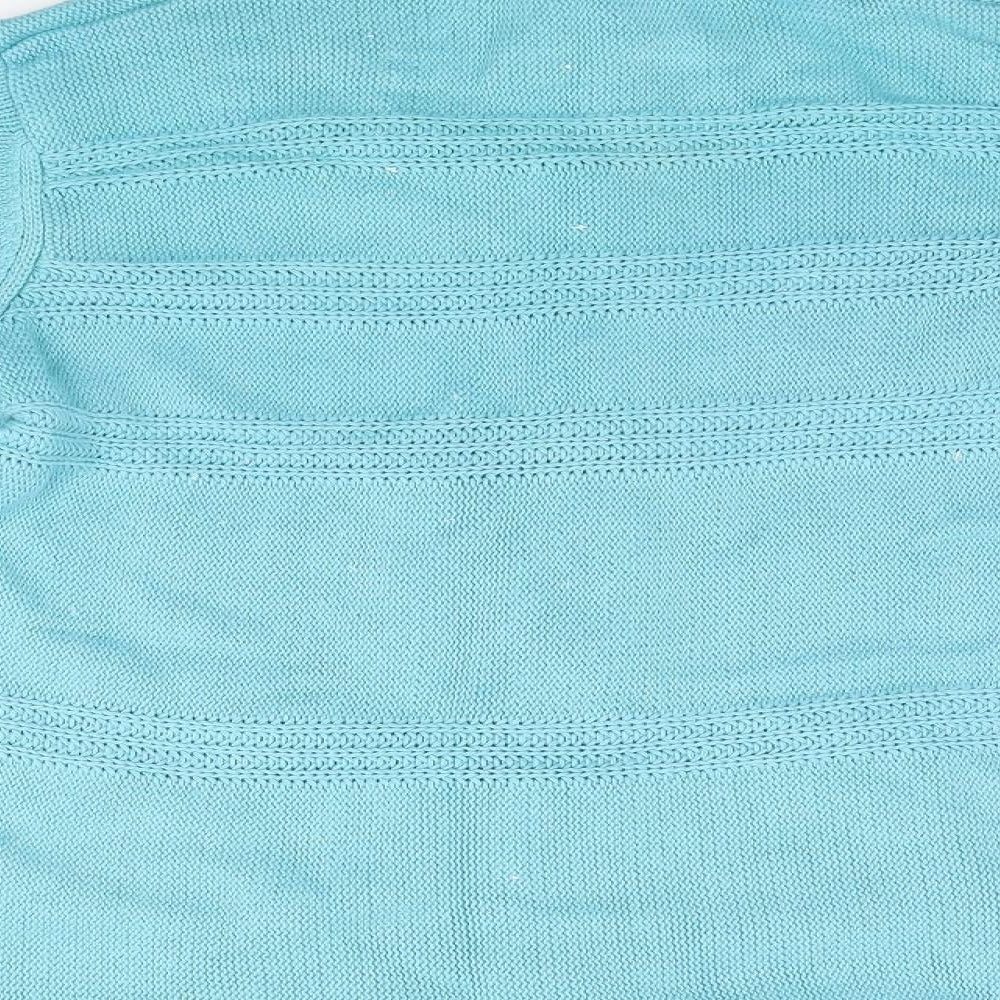 Bonmarché Womens Blue High Neck Cotton Full Zip Jumper Size M