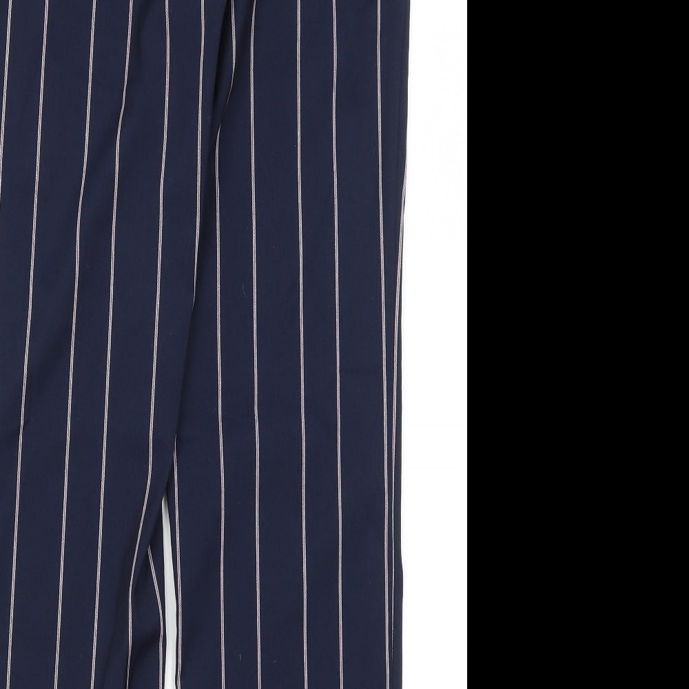ASOS Womens Blue Striped Polyester Trousers Size 6 L26.5 in Regular
