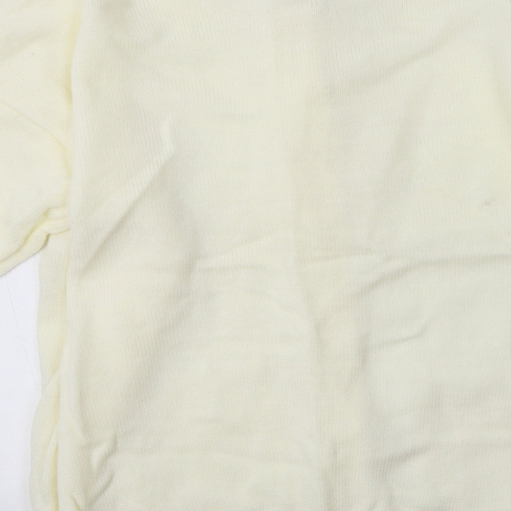 Emily Claire Womens Ivory Crew Neck Acrylic Cardigan Jumper Size M