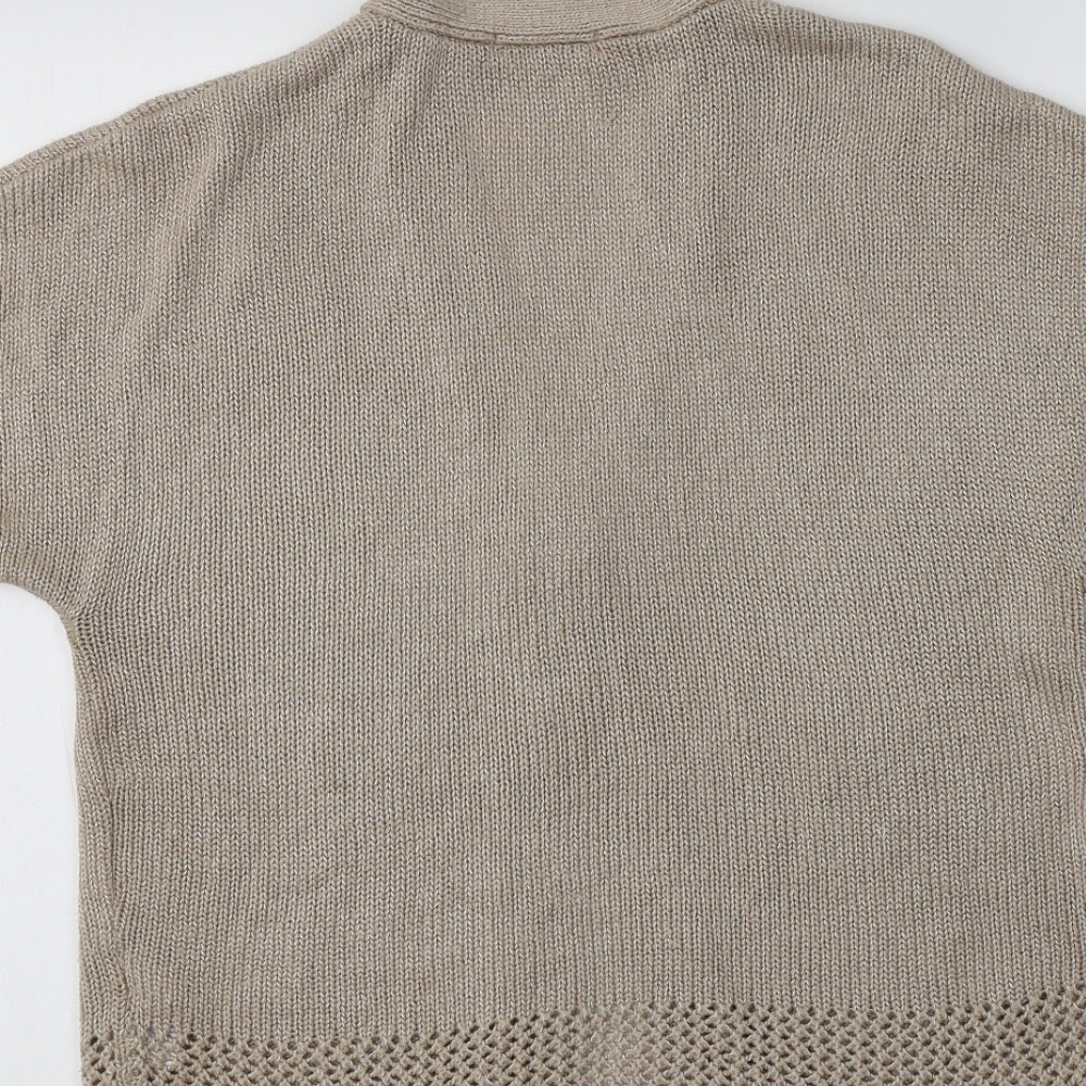 Marks & Spencer Womens Beige V-Neck Acrylic Cardigan Jumper Size 10
