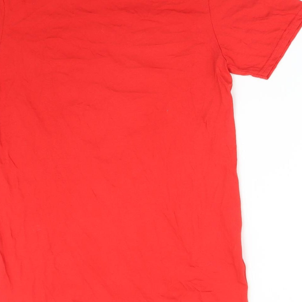 Wales Mens Red Cotton T-Shirt Size S Round Neck