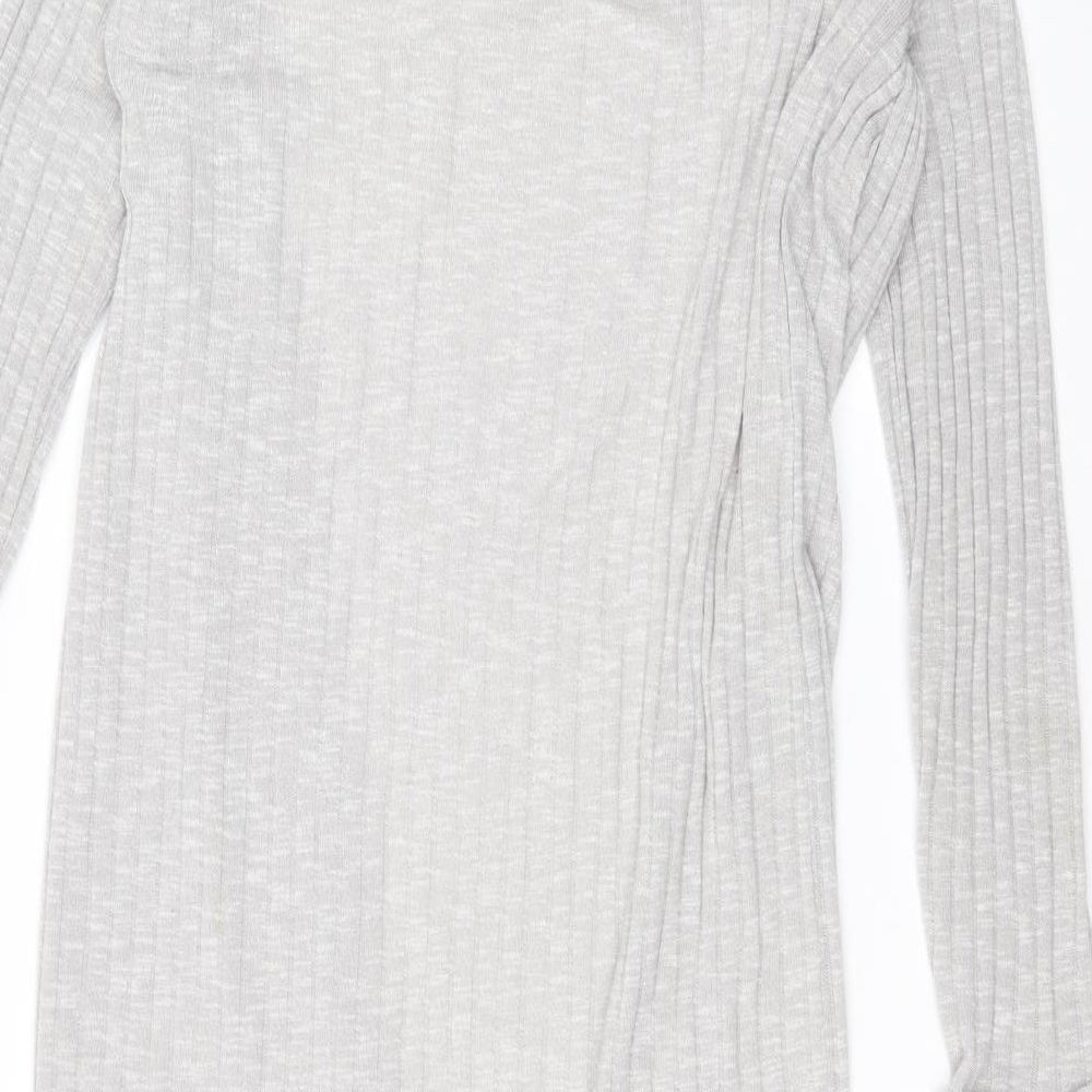 New Look Womens Grey V-Neck Polyester Cardigan Jumper Size L