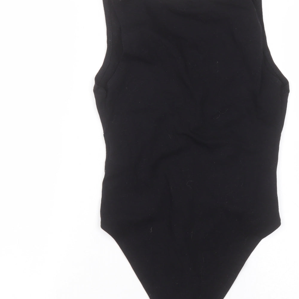 New Look Womens Black Cotton Bodysuit One-Piece Size 10