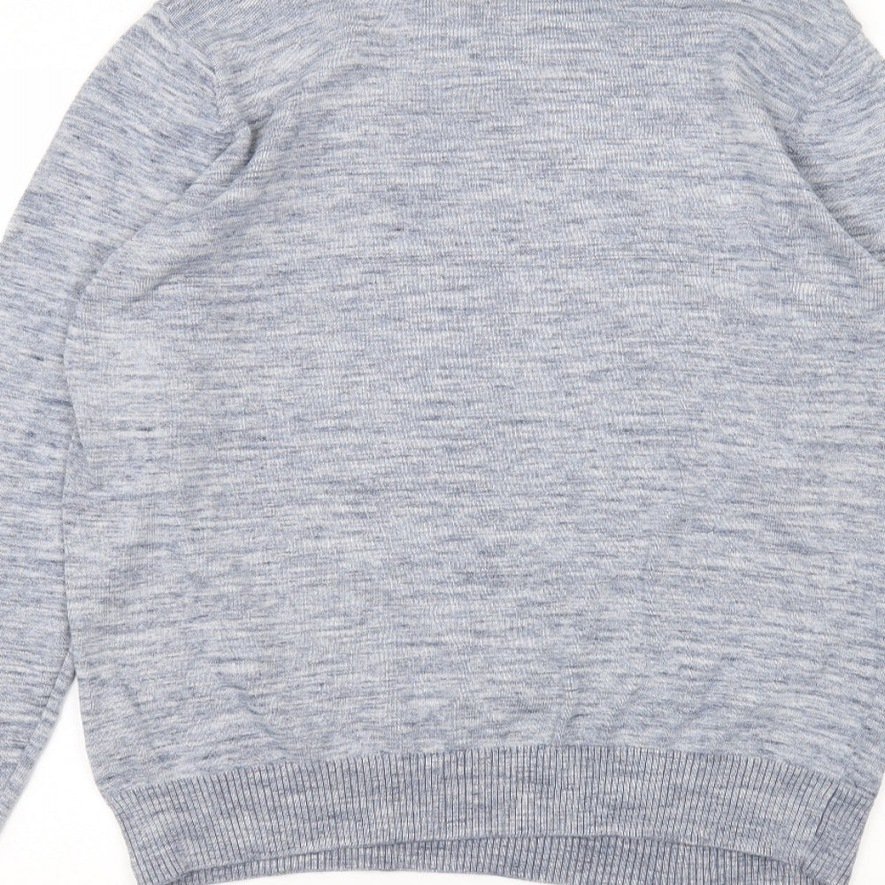 Cedarwood State Mens Blue Round Neck Cotton Pullover Jumper Size L