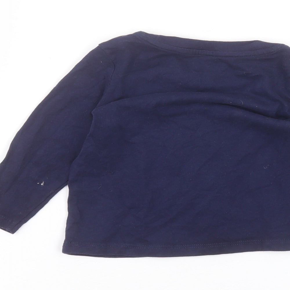 Nutmeg Baby Blue Cotton Basic T-Shirt Size 12-18 Months Round Neck