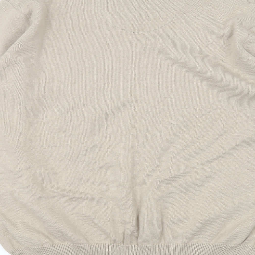 Marks & Spencer Womens Beige V-Neck Cotton Pullover Jumper Size 2XL