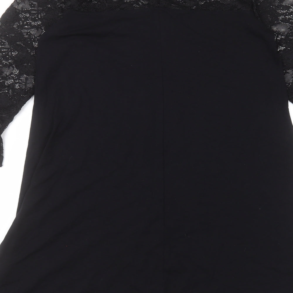 Lipsy Womens Black Viscose A-Line Size 10 Round Neck
