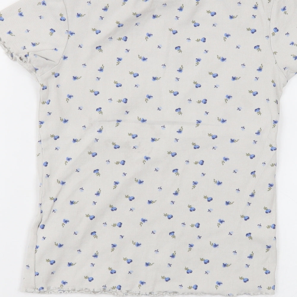 NEXT Girls White Cotton Basic T-Shirt Size 9 Years Round Neck