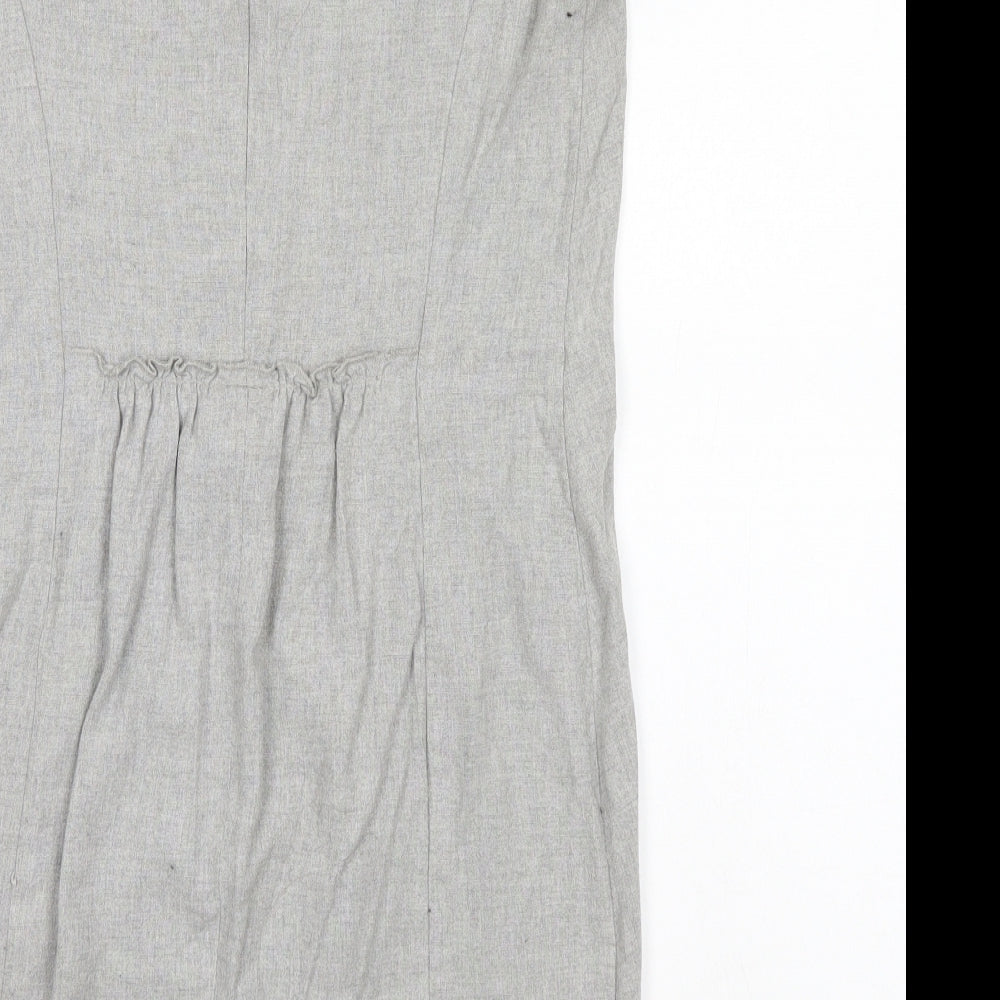 Zara Womens Grey Viscose Pencil Dress Size S Round Neck