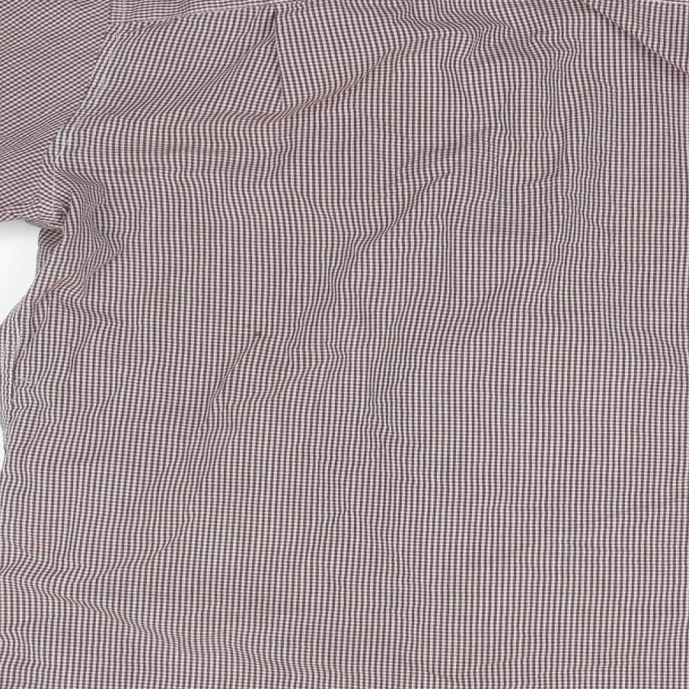 NEXT Mens Grey Check Polyester Button-Up Size 15.5 Collared