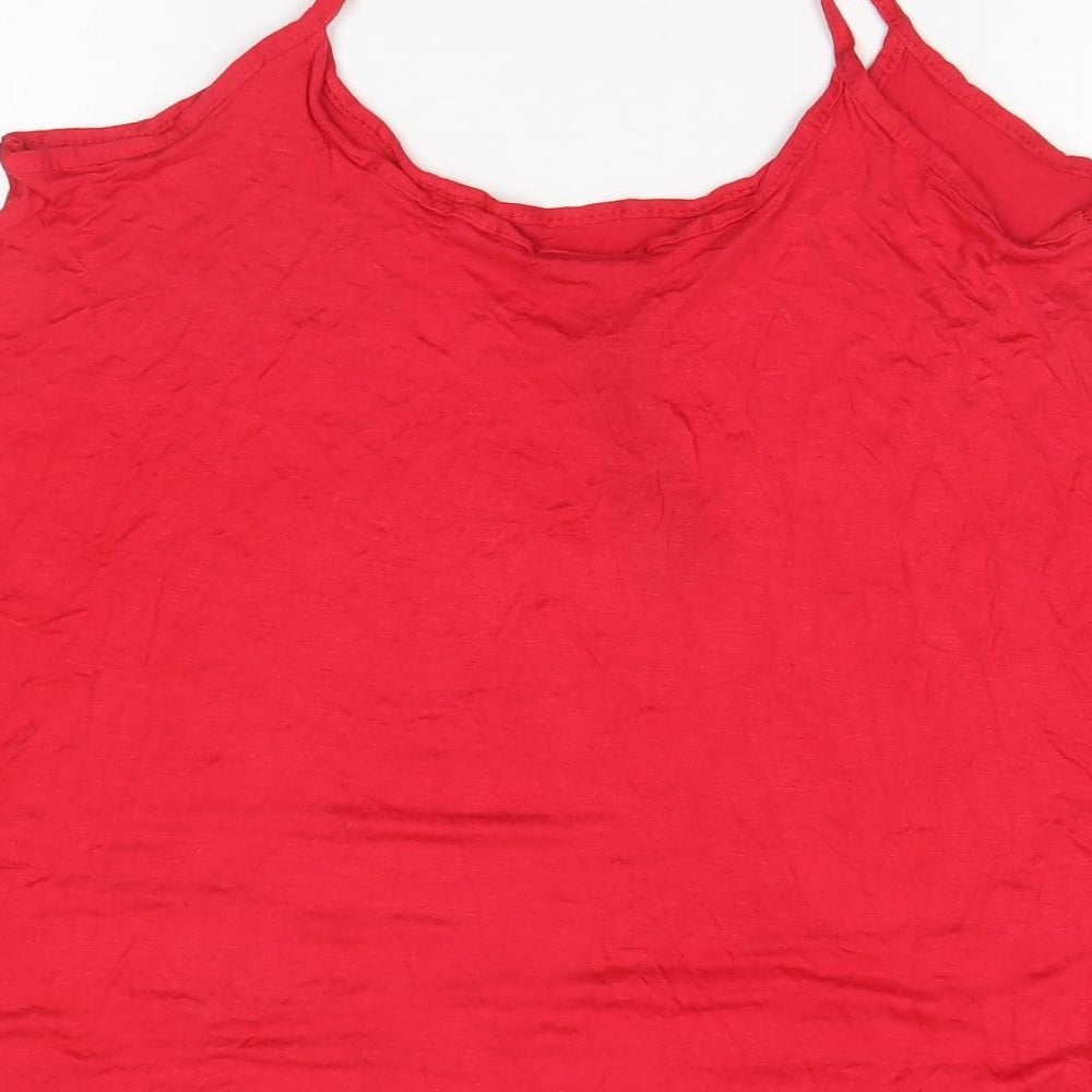 Signiture Womens Red Viscose Basic Tank Size 16 Halter