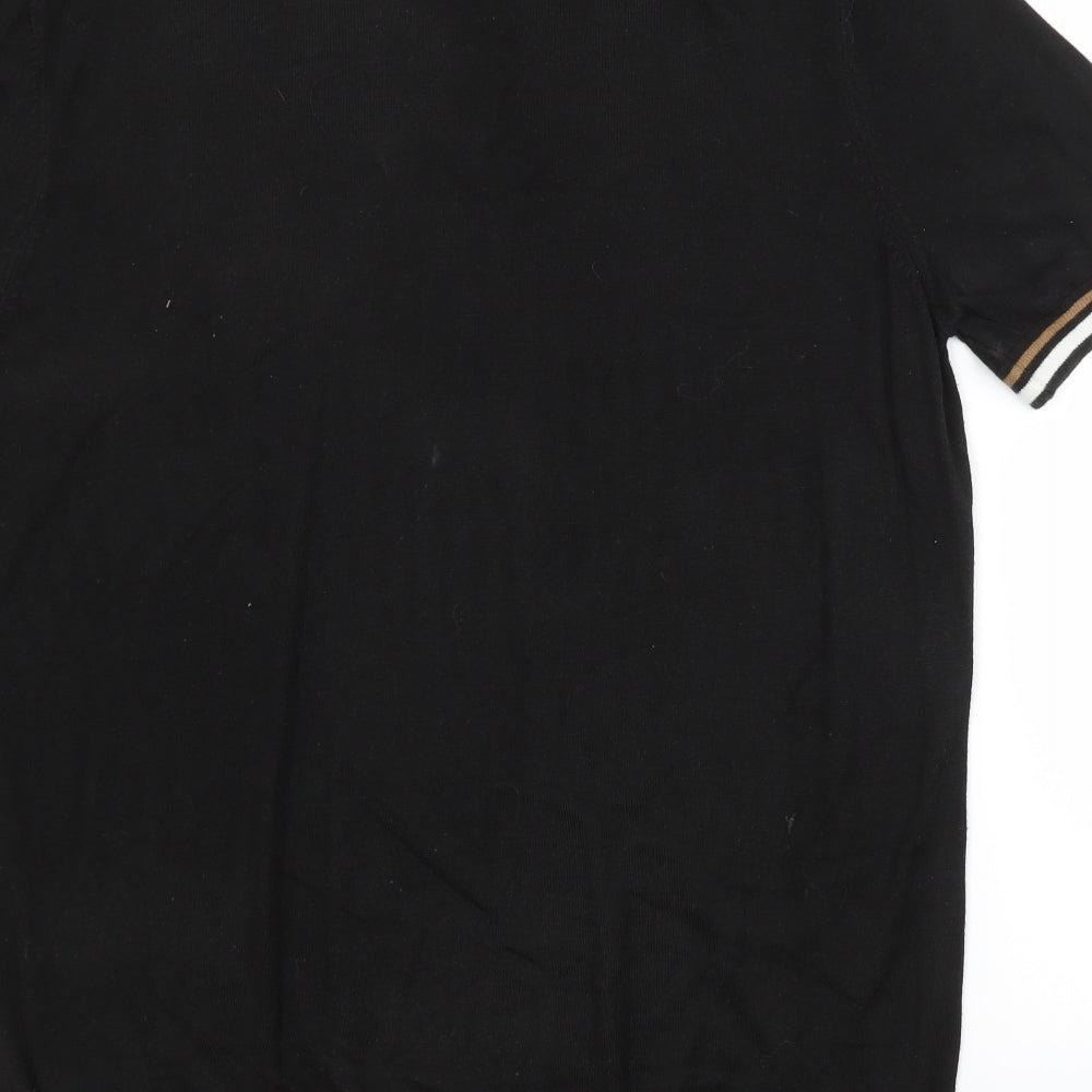 River Island Mens Black Viscose Polo Size XL Collared