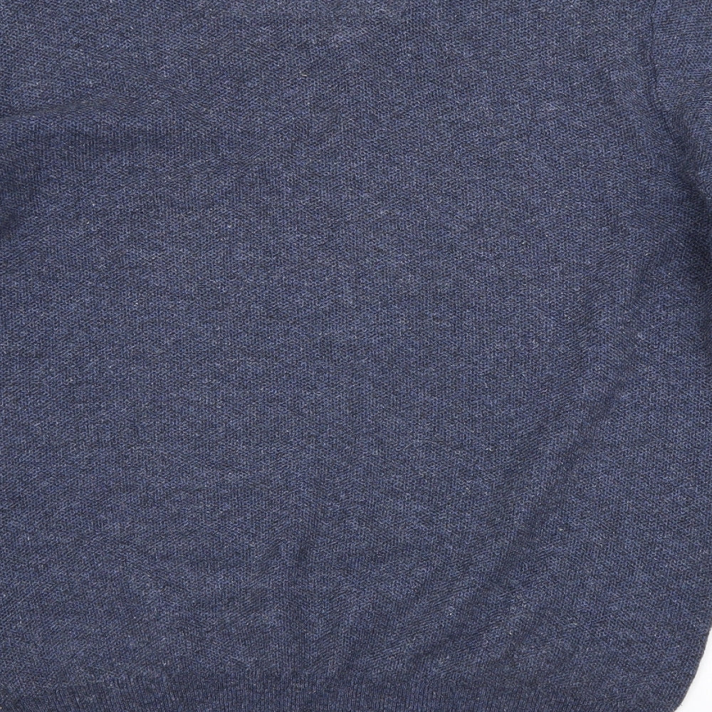 RJR.John Rocha Womens Blue V-Neck Cotton Pullover Jumper Size M