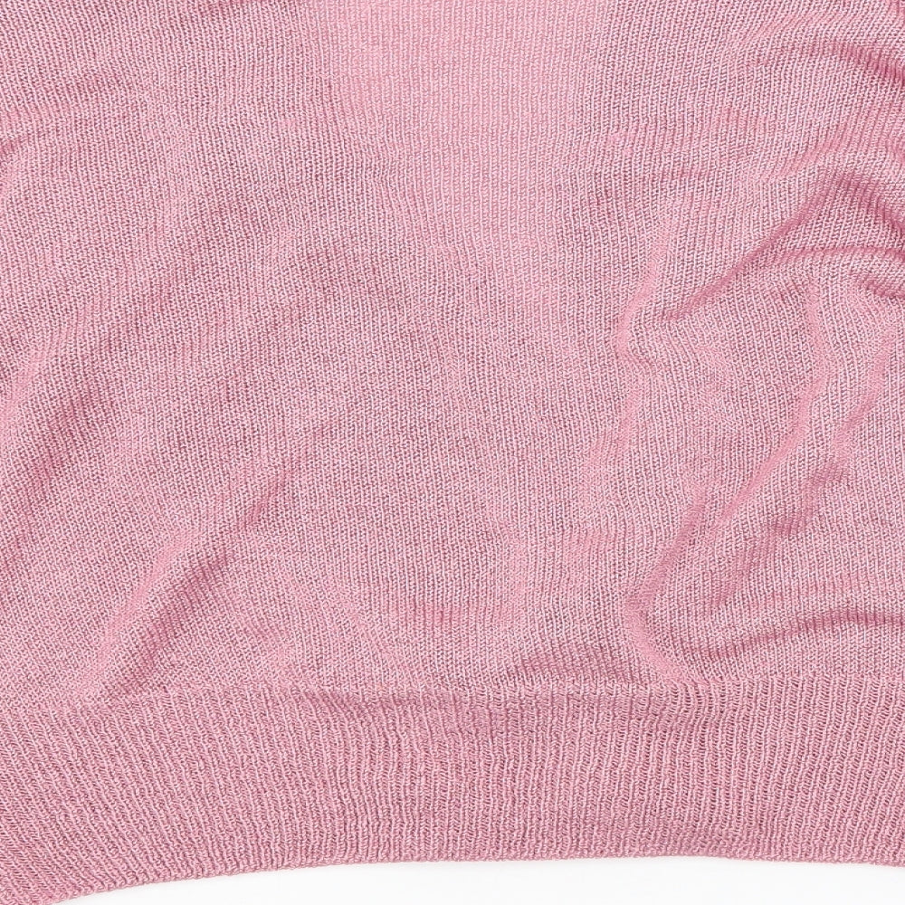 KEENO Womens Pink V-Neck Acrylic Cardigan Jumper Size L