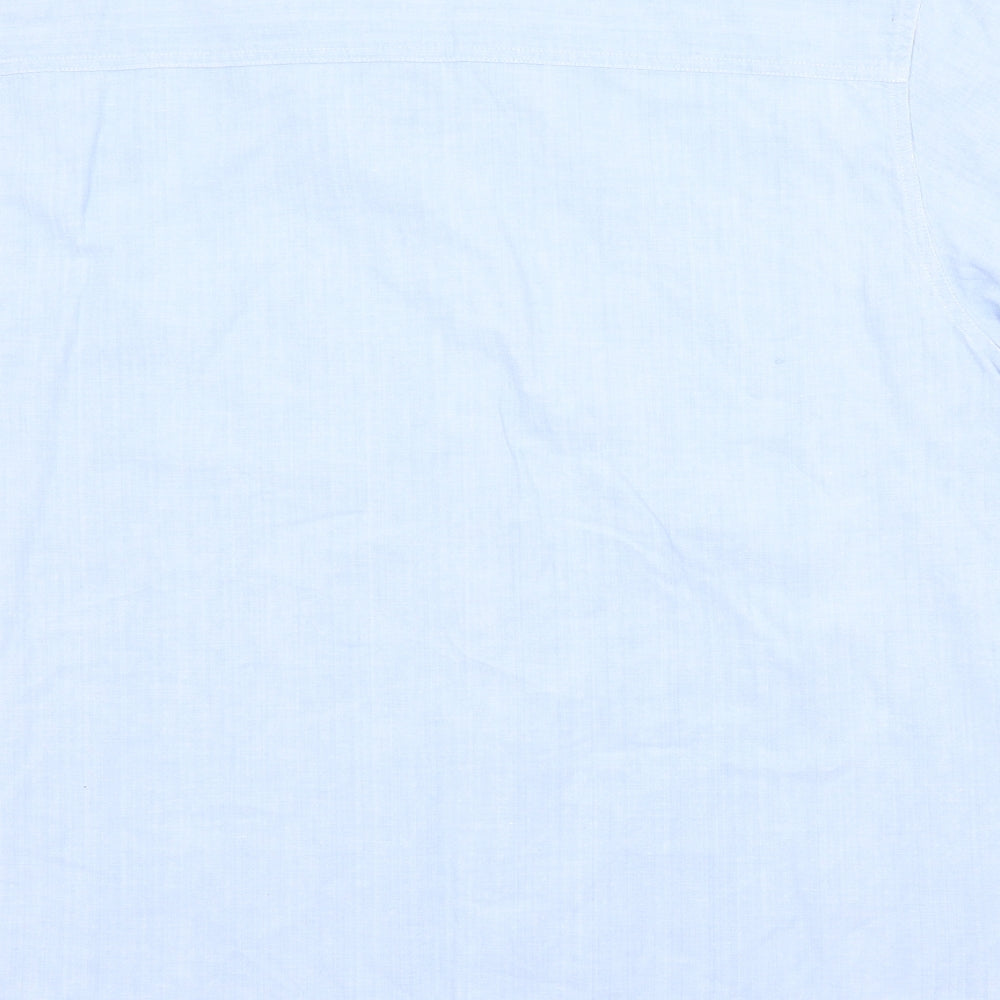 Preworn Womens Blue Cotton Basic Button-Up Size L Collared