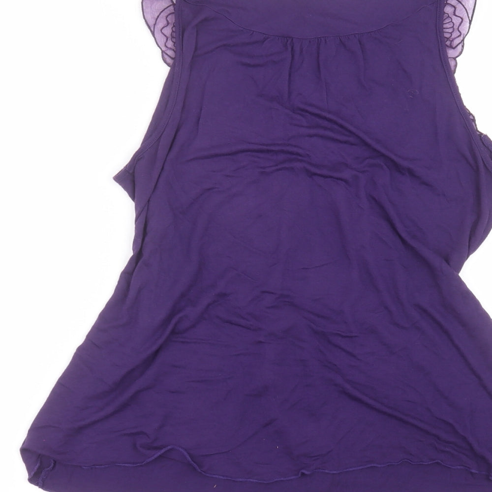 Topshop Womens Purple Viscose Basic T-Shirt Size 10 Round Neck