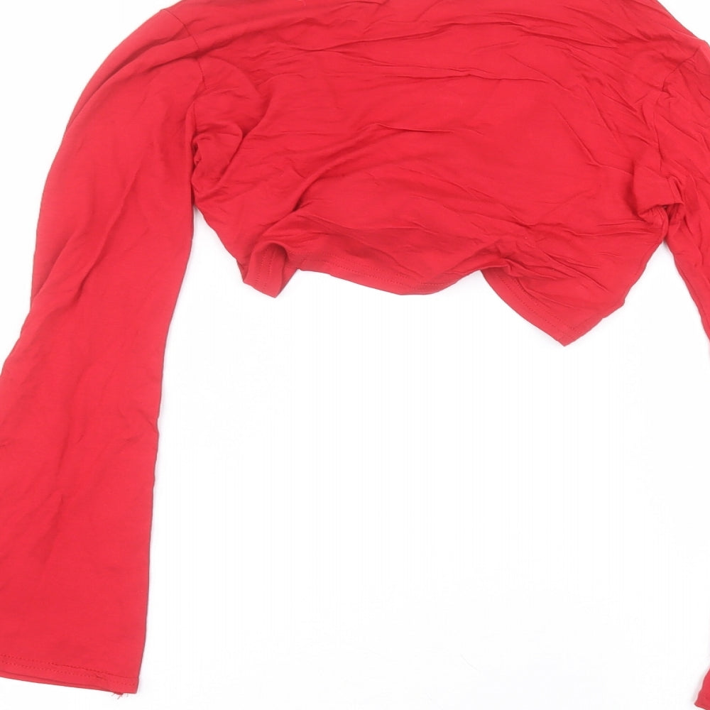 Boohoo Womens Red V-Neck Viscose Cardigan Jumper Size 6