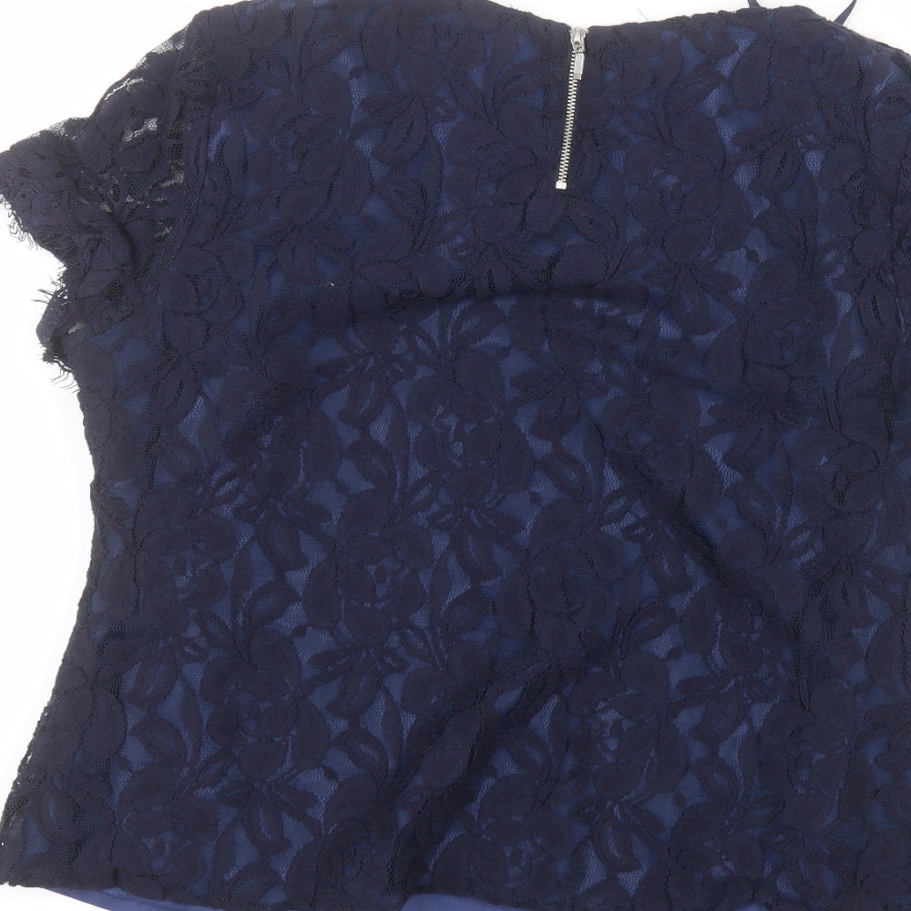 Country Club Womens Blue Polyester Basic T-Shirt Size 16 Round Neck