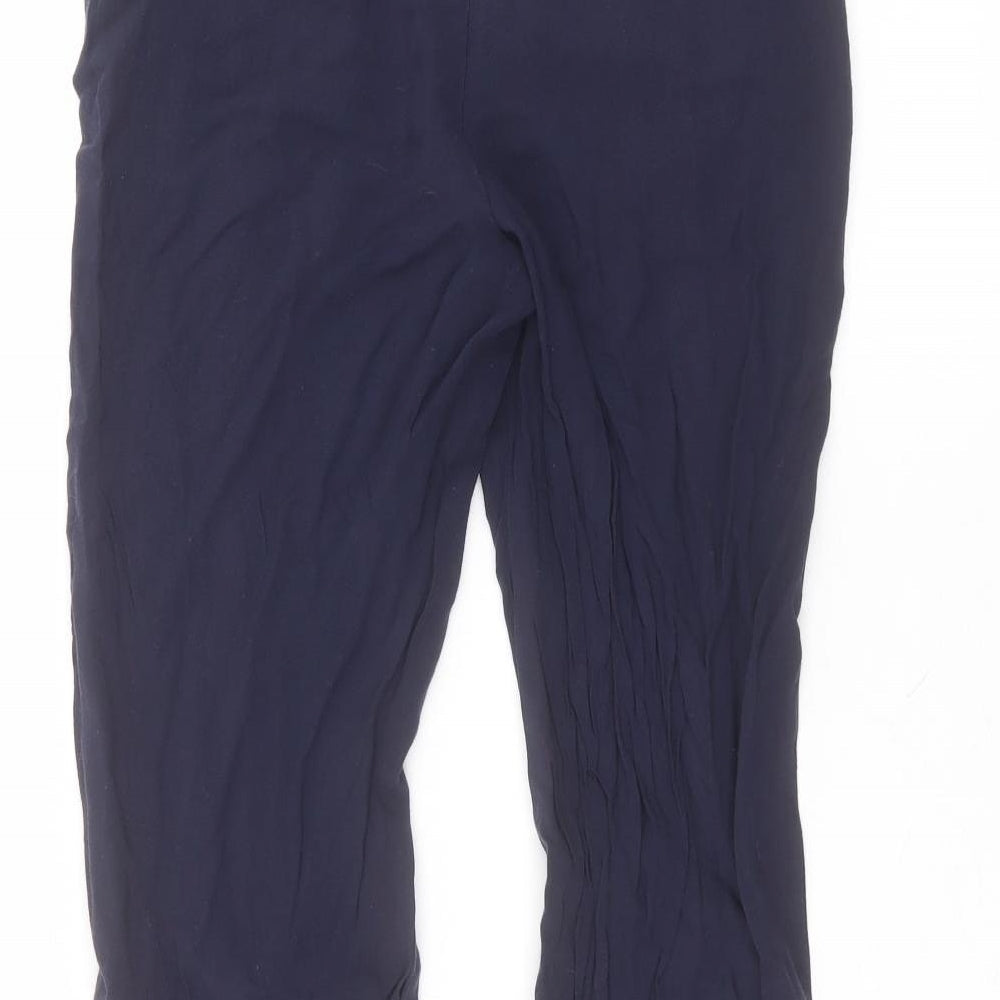 H&M Womens Blue Viscose Trousers Size 6 L25 in Regular