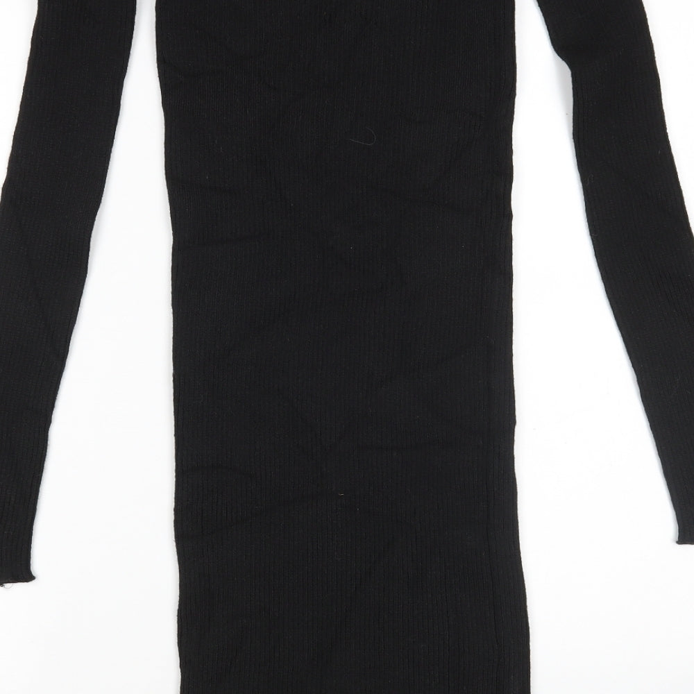 PRETTYLITTLETHING Womens Black Boat Neck Acrylic Pullover Jumper Size 12