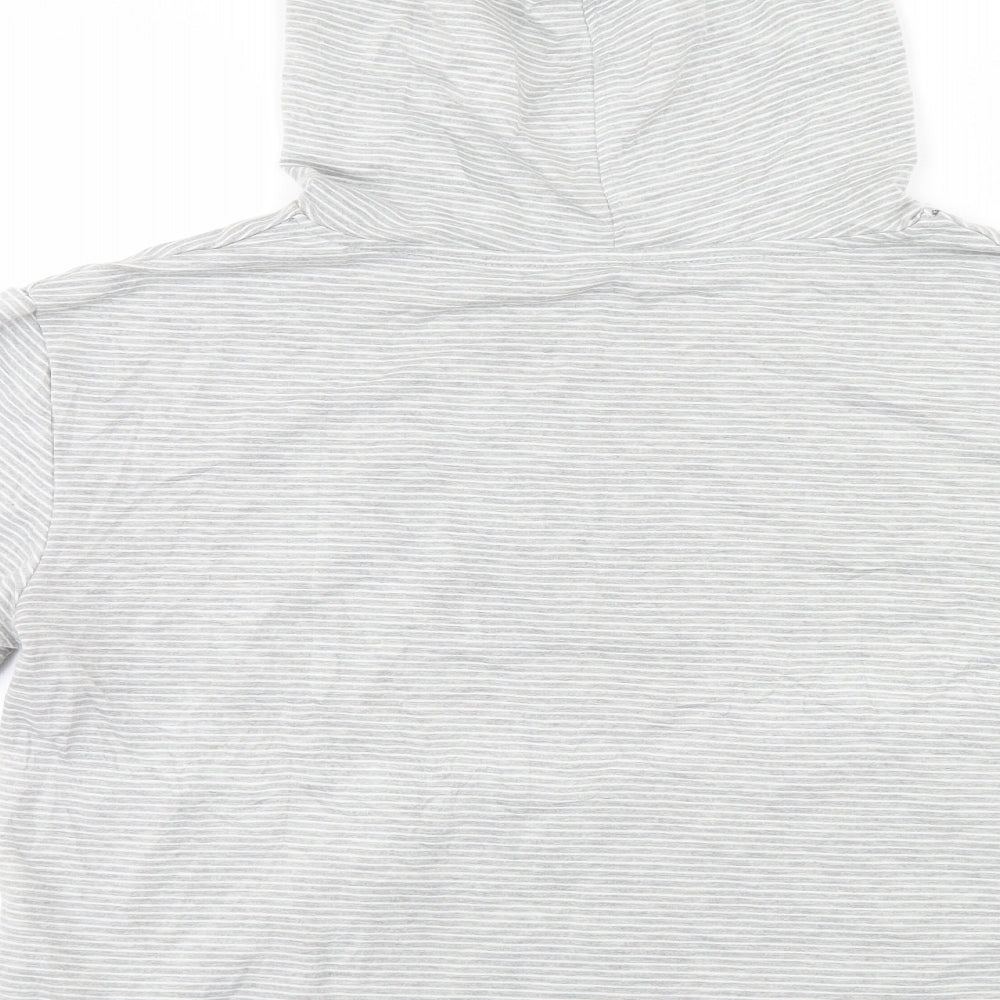 Primark Womens Grey Striped Polyester Pullover Hoodie Size 10