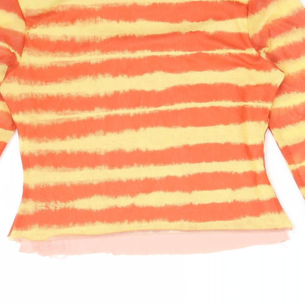 ROKOKO Womens Multicoloured Striped Basic T-Shirt Size M Round Neck