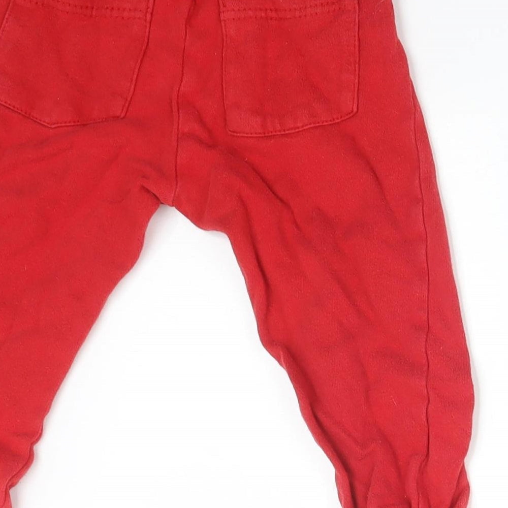 F&F Baby Red Cotton Jogger Trousers Size 18-24 Months