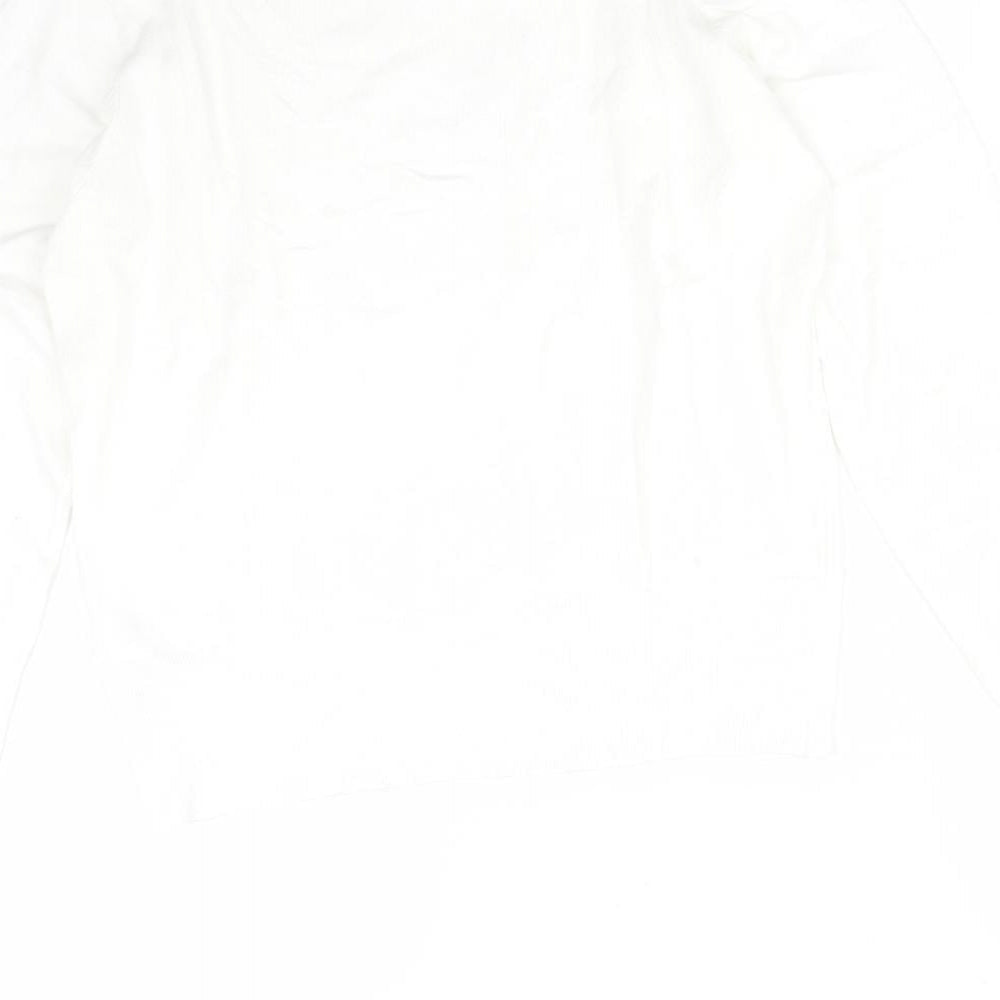Oasis Womens White Striped Viscose Basic T-Shirt Size M Round Neck