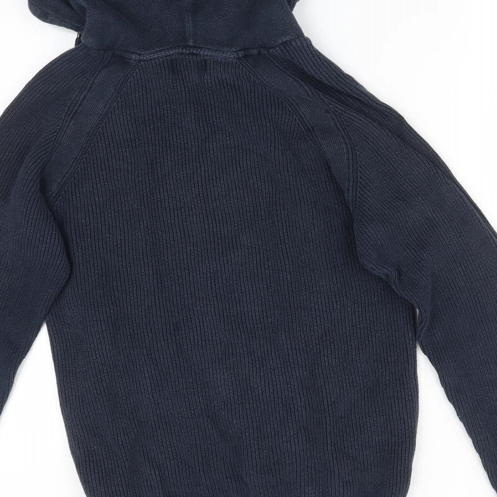 NEXT Mens Blue Striped Cotton Pullover Hoodie Size XS