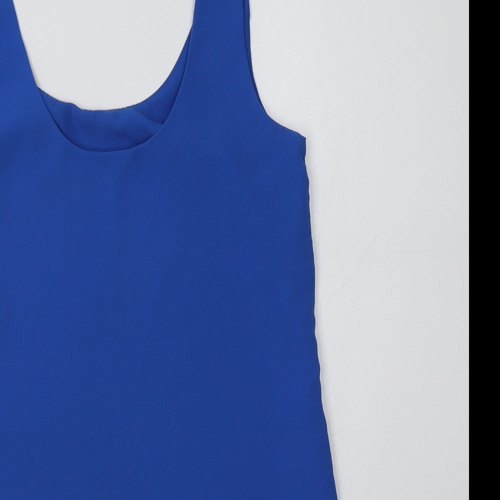 Oasis Womens Blue Polyester Basic Tank Size 8 Round Neck