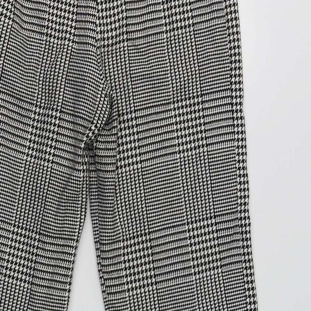 Marks & Spencer Womens Grey Check Polyester Dress Pants Trousers Size 8 L24 in Regular