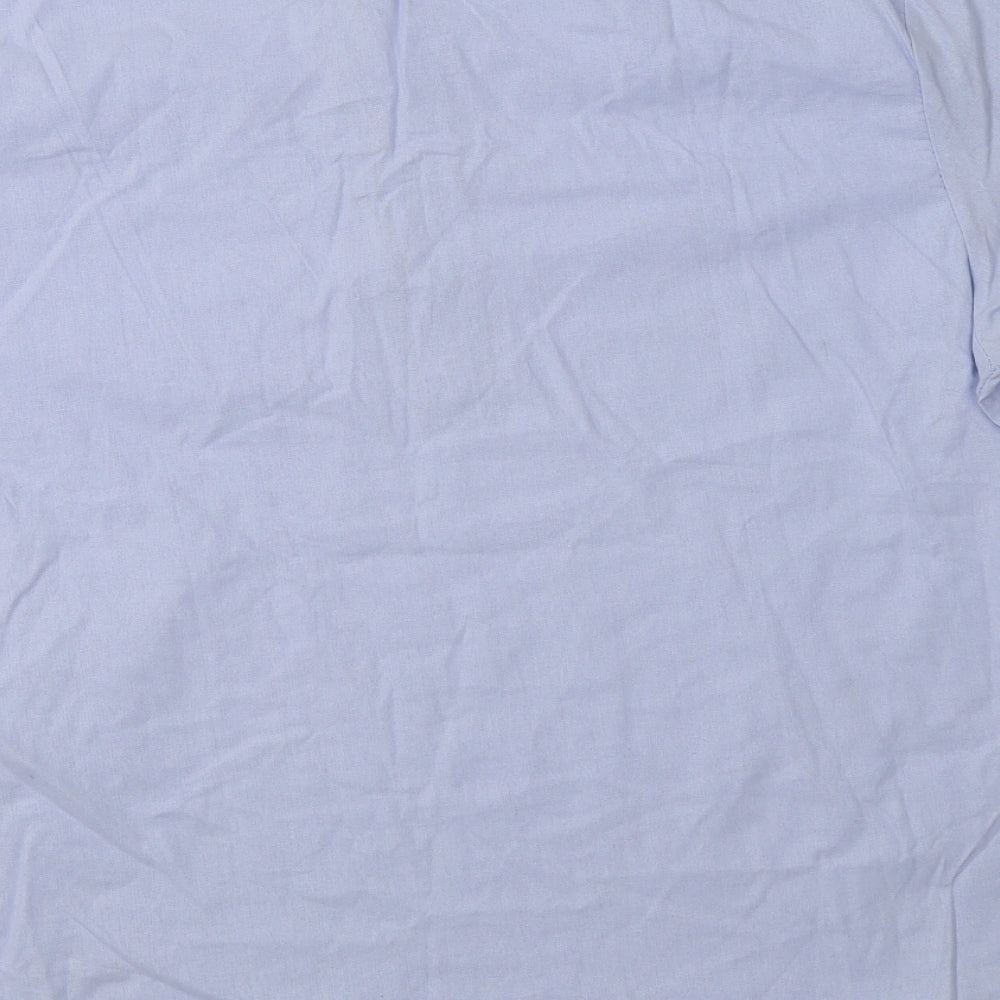 Preworn Womens Blue Polyester Basic Button-Up Size 2XL Mock Neck