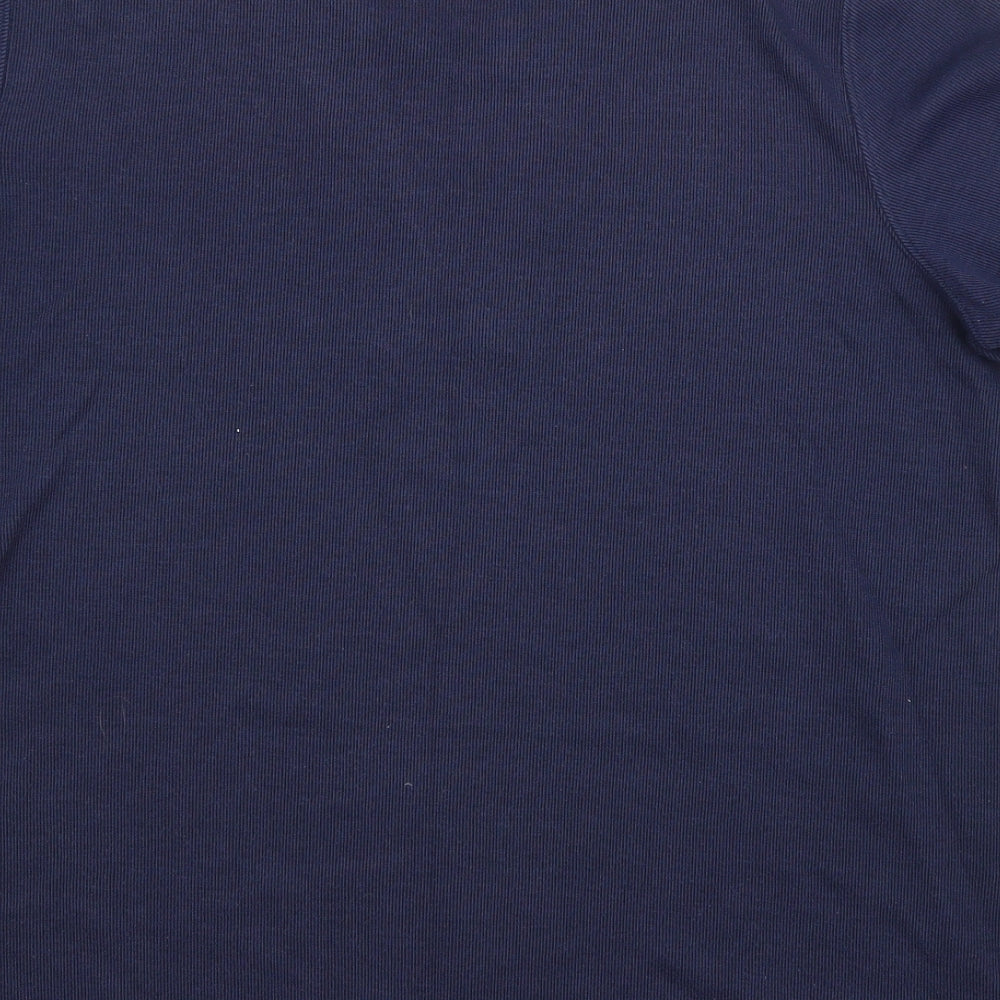 BM Womens Blue Polyester Basic Blouse Size M V-Neck