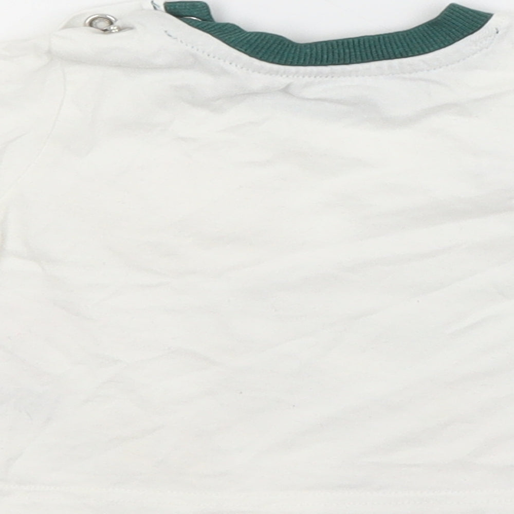 Nutmeg Baby White Cotton Basic T-Shirt Size 0-3 Months Crew Neck