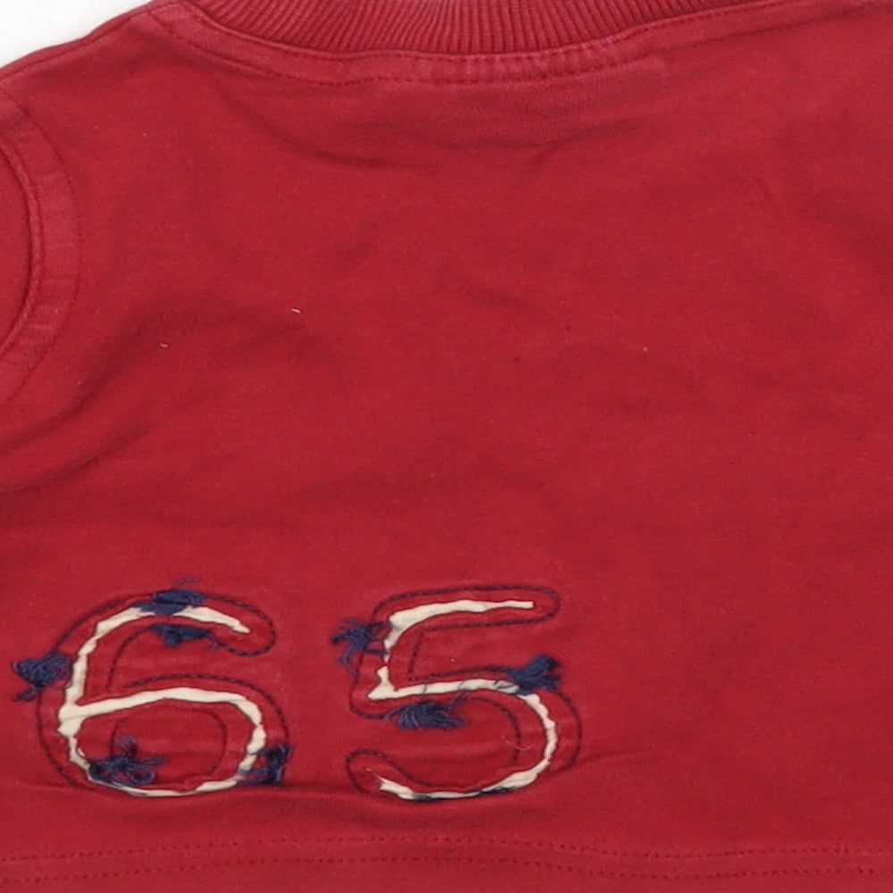 Feu Follet Boys Red Cotton Basic T-Shirt Size 6-9 Months Round Neck