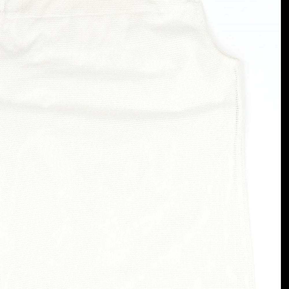 Soon Womens White Floral Polyester Basic T-Shirt Size 8 Round Neck