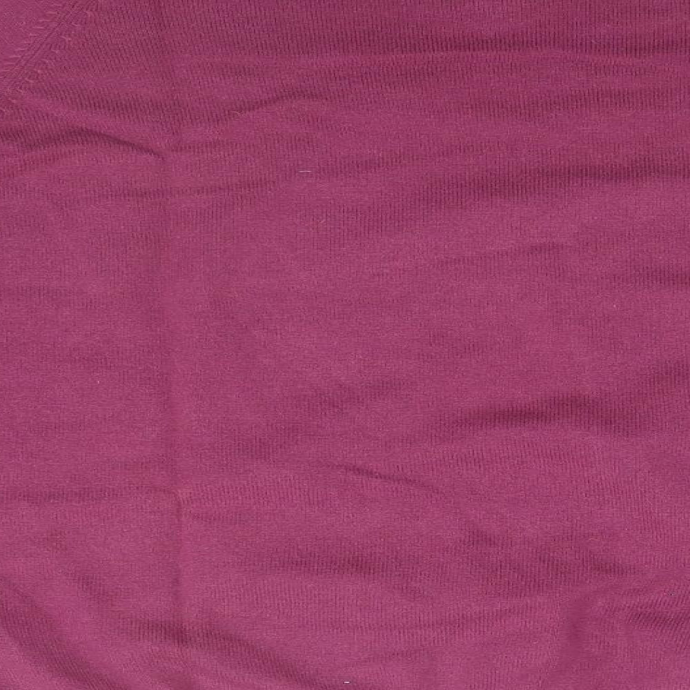 EWM Womens Pink V-Neck Cotton Pullover Jumper Size S