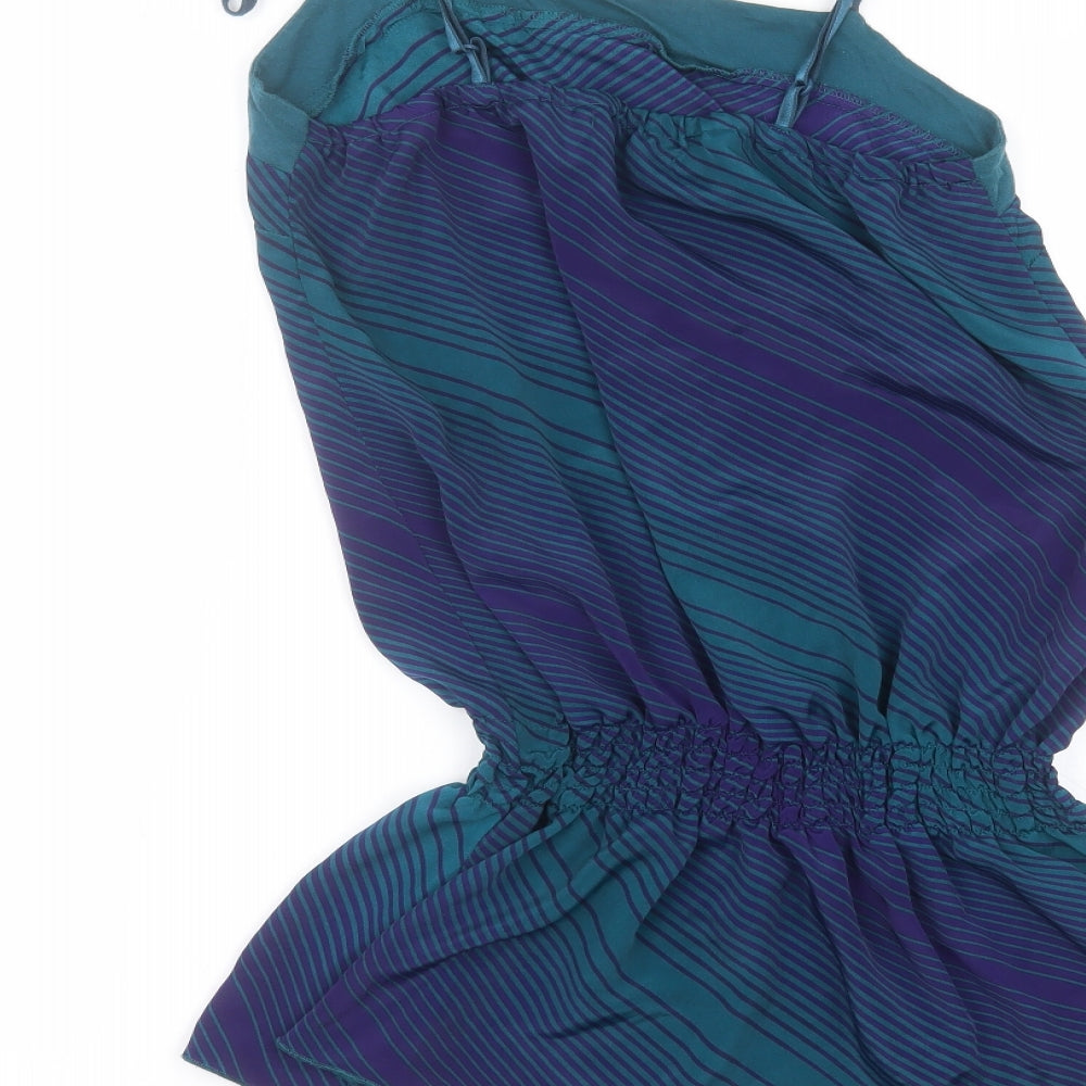 Vera Moda Womens Blue Striped Polyester Basic Blouse Size M Off the Shoulder