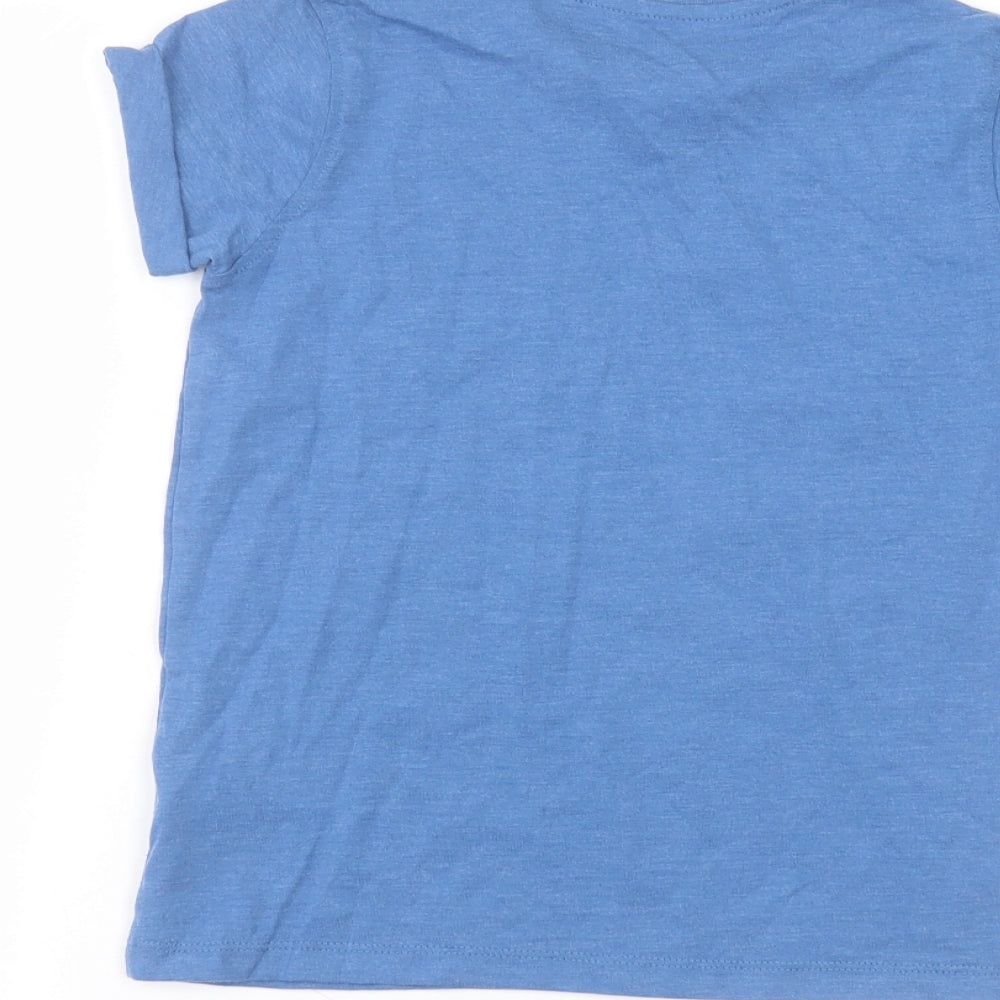 Next Boys Blue Cotton Basic T-Shirt Size 8 Years Round Neck