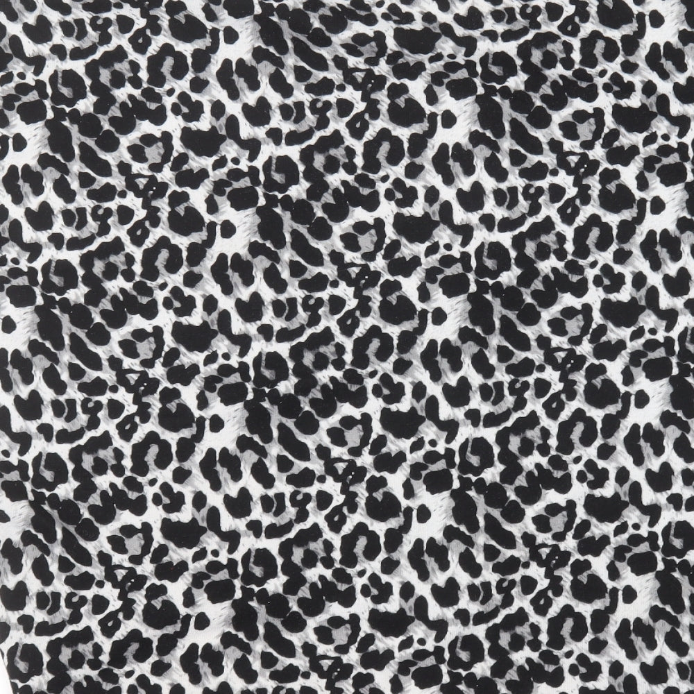 Bluevanilla Womens Grey Animal Print Polyester Basic T-Shirt Size M Round Neck