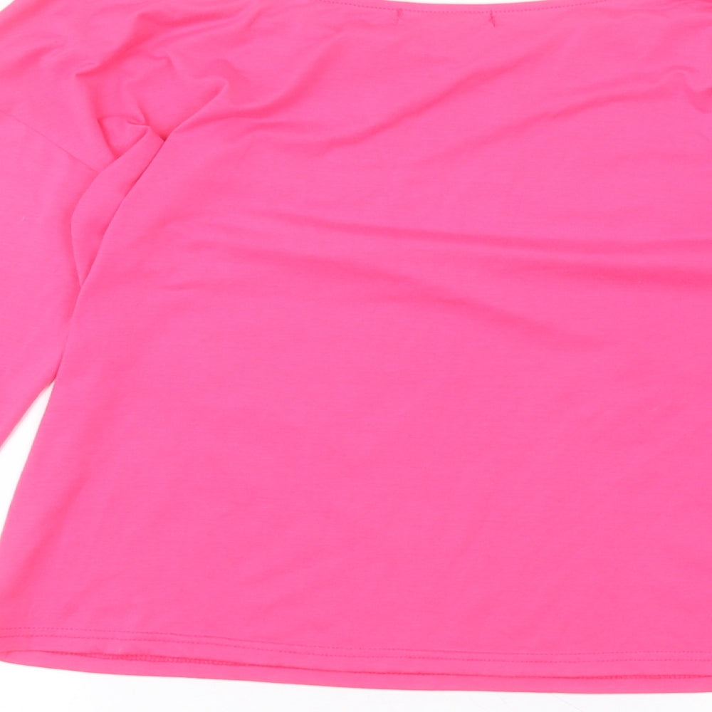 Sheilay Womens Pink Cotton Basic T-Shirt Size M Round Neck