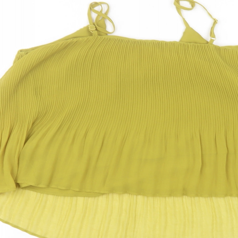 Topshop Womens Green Polyester Basic Blouse Size 8 V-Neck