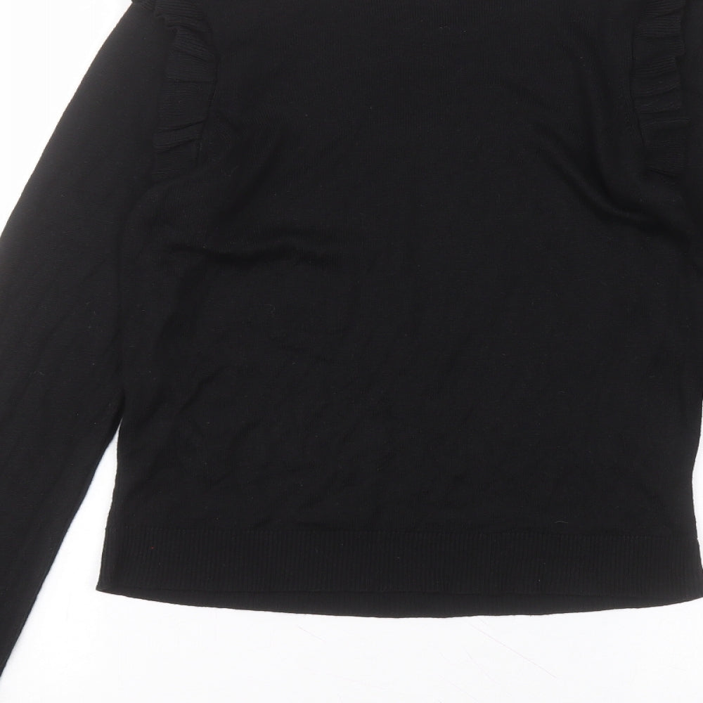 New Look Womens Black Viscose Basic T-Shirt Size 10 Round Neck