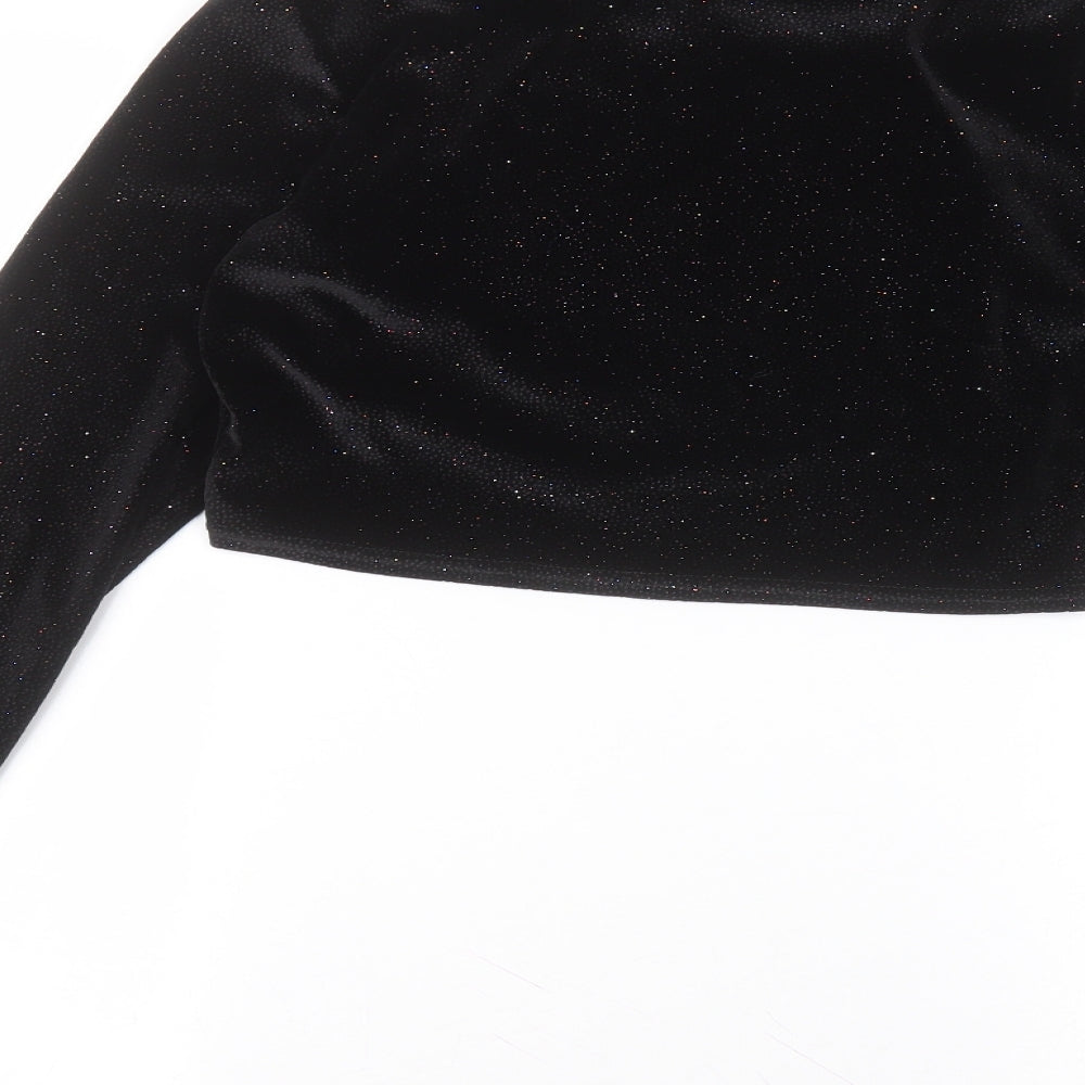 Glamourous Womens Black Polyester Basic T-Shirt Size 12 Round Neck