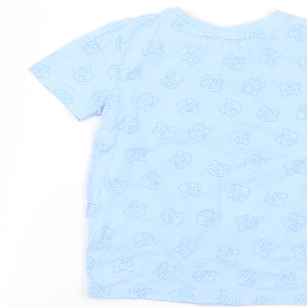 George Boys Blue Cotton Basic T-Shirt Size 4-5 Years Round Neck
