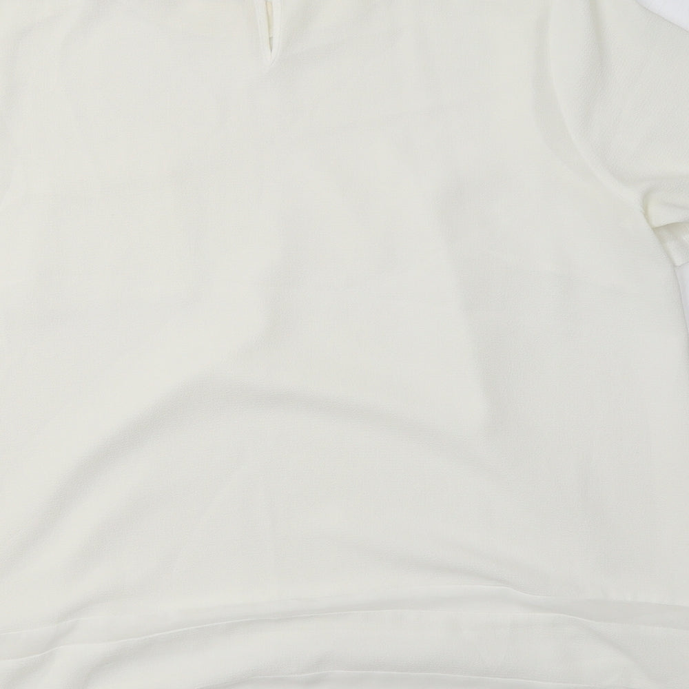 M&S Womens Ivory Polyester Basic Blouse Size 14 Crew Neck
