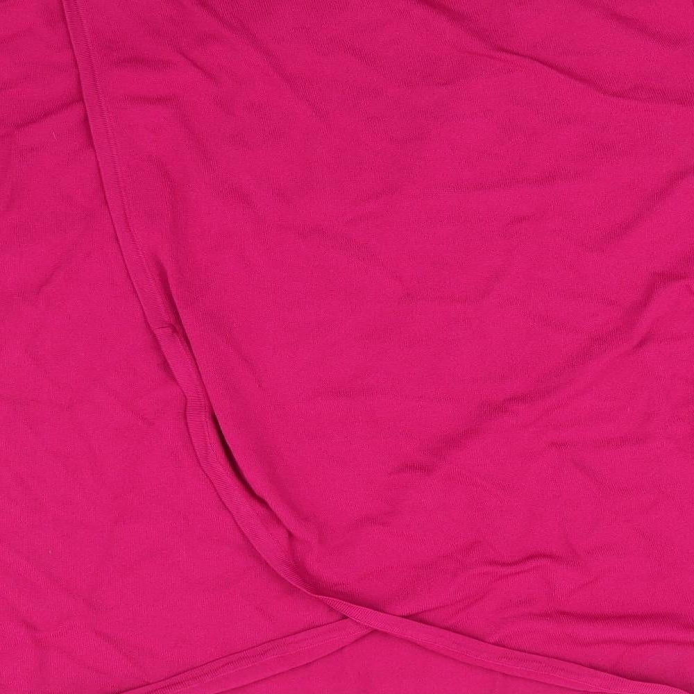 M&Co Womens Pink Round Neck Viscose Pullover Jumper Size 20 - Cerise Pink Wrap Back