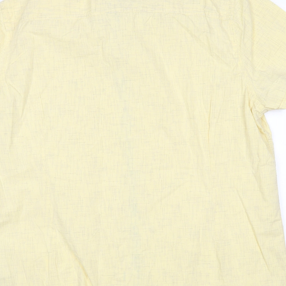 John Rocha Womens Yellow Geometric Cotton Basic Button-Up Size XL Collared