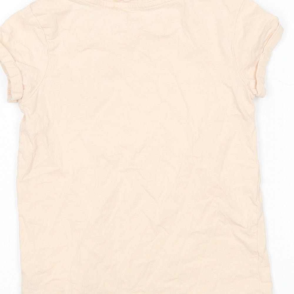 NEXT Girls Beige Cotton Basic T-Shirt Size 8 Years Round Neck