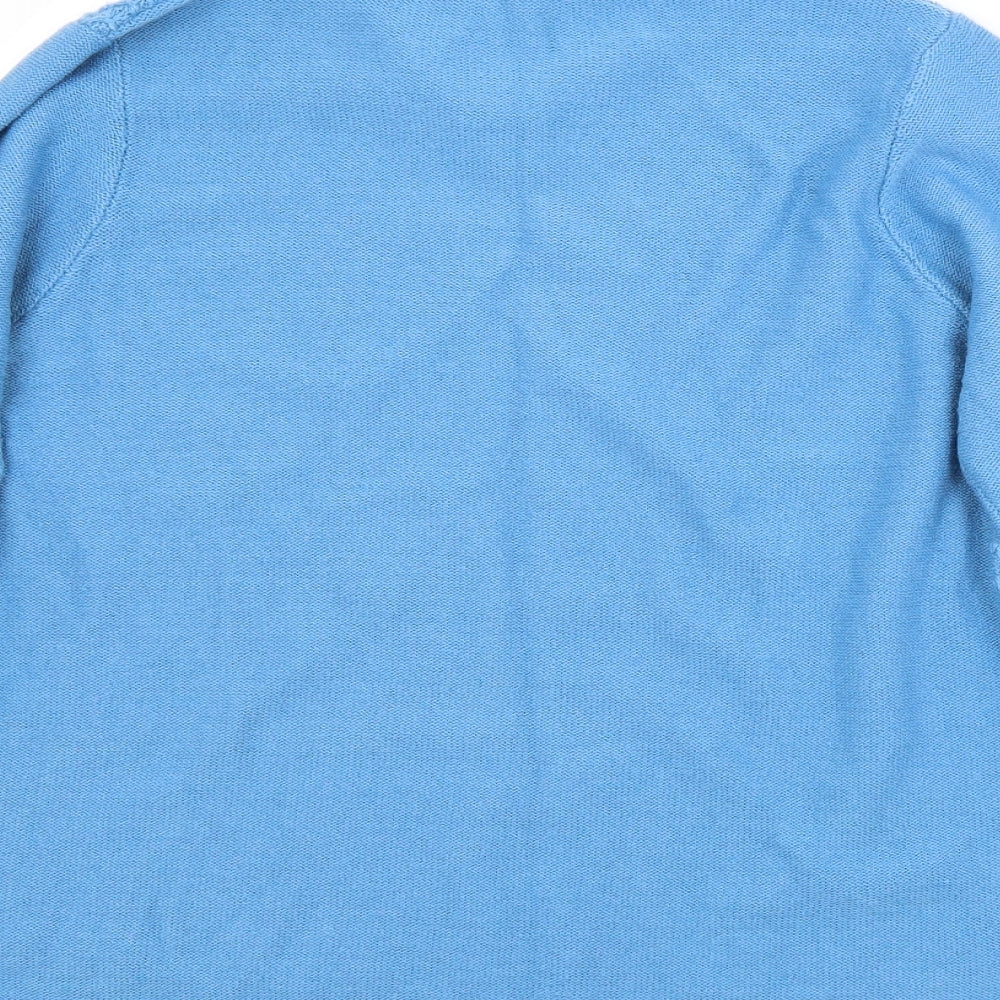 ISLE Womens Blue Collared Argyle/Diamond Acrylic Jumper Size 14